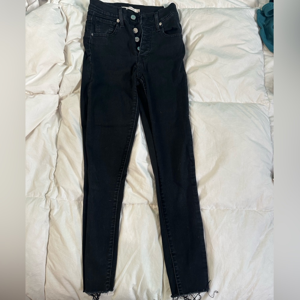 Black Mile High Levi’s Super Skinny Jeans with Silver Buttons